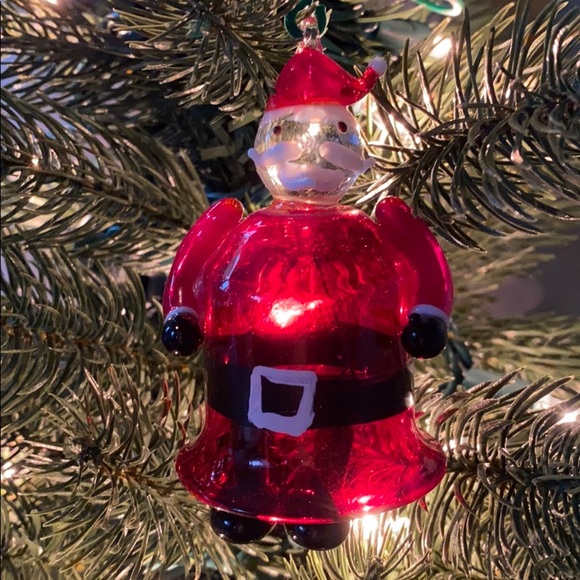 Vintage Other - Hand Blown  Glass Santa Bell Ornament